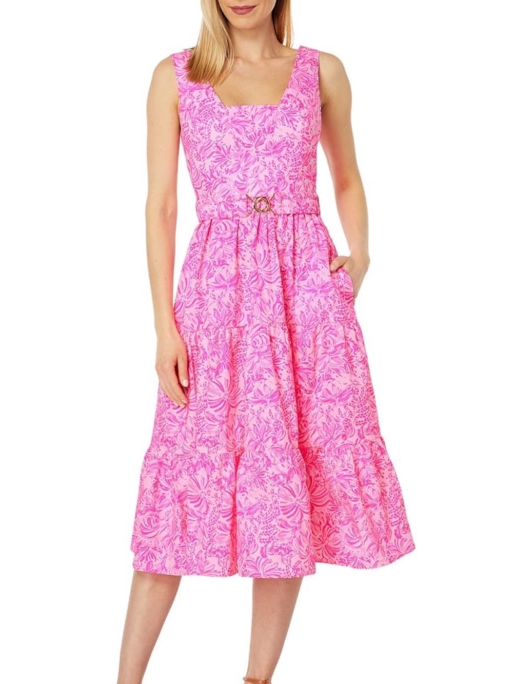 Lilly Pulitzer Pink Printed Midi Dress